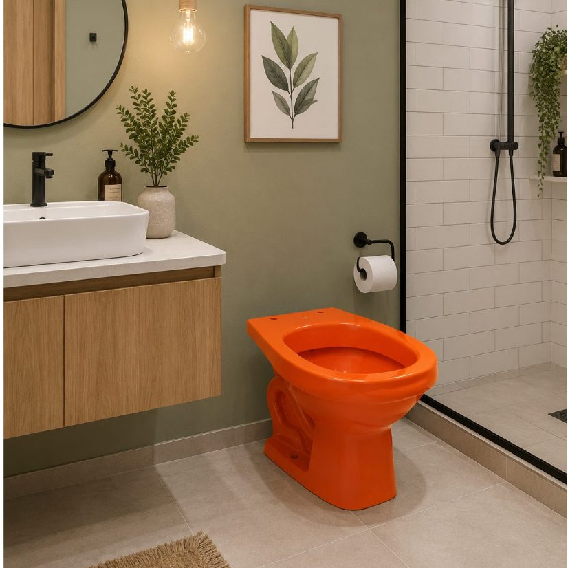 Vaso Sanitário Convencional Araxá Laranja Modelo Quadrado