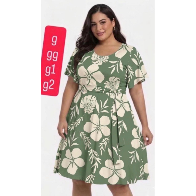 vestido rodado Suplex Digital manga fler com faixa gode Veste 44/46/48/50 G GG G1 G2
