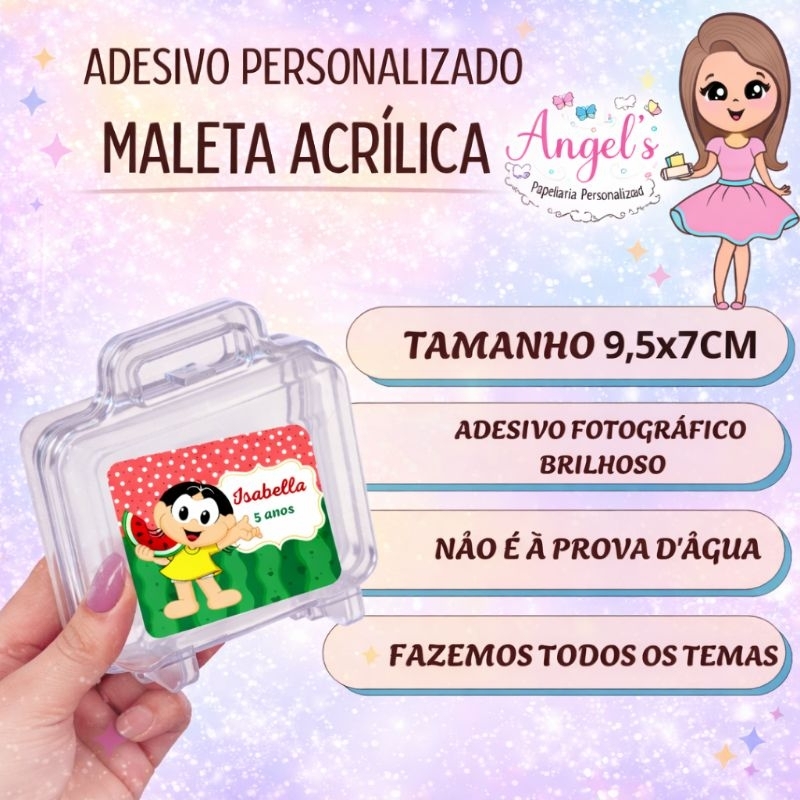 Rótulo Adesivo Personalizado Maletinha 9,5cm x 7 cm | Lembrancinha de Aniversário Festa Infantil | Todos os Temas
