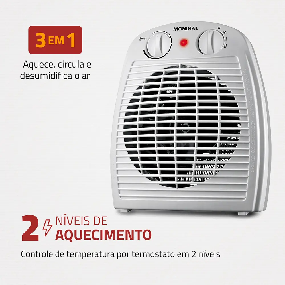 Aquecedor a Ar Eletrico Mondial A-08 3 em 1 1500W 220V · foto 2