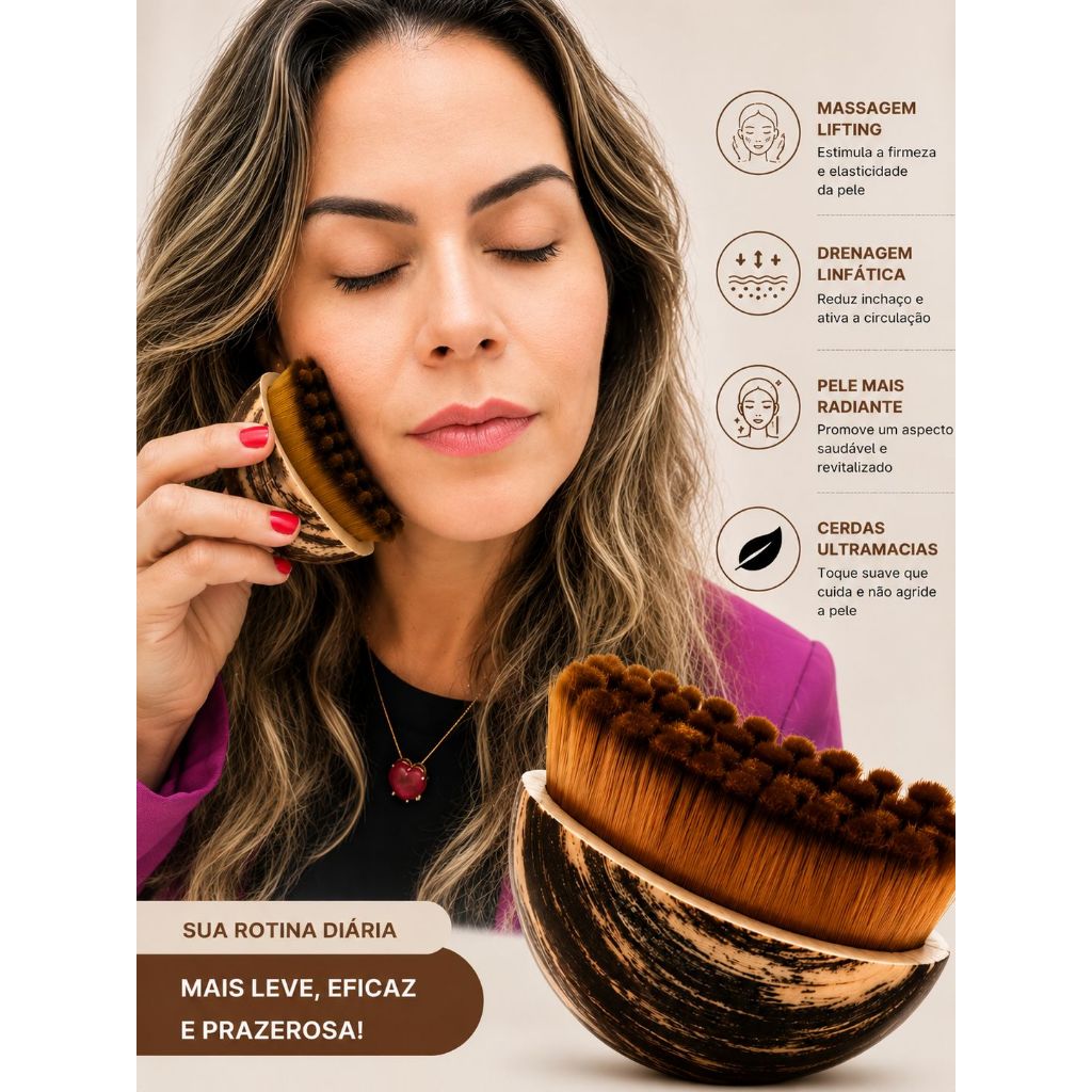 Kit 1/2 Escova Facial De Contorno Grande Portátil De Massagem E Corporal Para Drenagem Linfática , De Beleza Multiuso