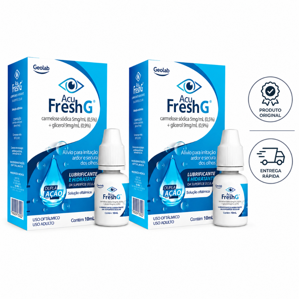 Kit 2x Lubrificante e Hidratante Ocular Acu Fresh G 10ml Dupla Ação/ Uso Oftálmico