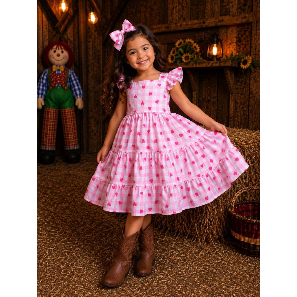 Coleção Junina - Vestido Rosa  - Vestido Junino