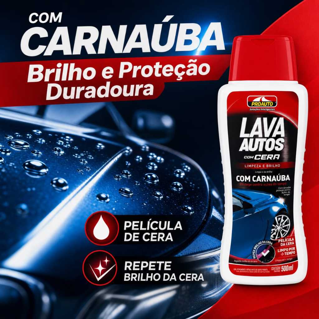 Lava Autos com Cera Carnaúba Proauto 500ml – Shampoo Automotivo para Limpeza, Brilho e Proteção — imagem 2 de 2