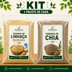 Kit Farinha de Linhaça Dourada + Farinha de Chia 1 pacote de cada