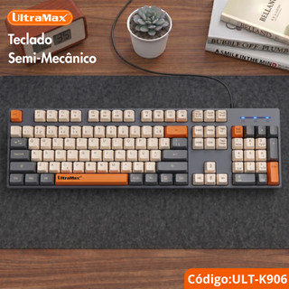 Teclado Gamer Semi Mecânico Retrô UltraMax ULT-K906, Compacto 96% (100 Teclas), ABNT2