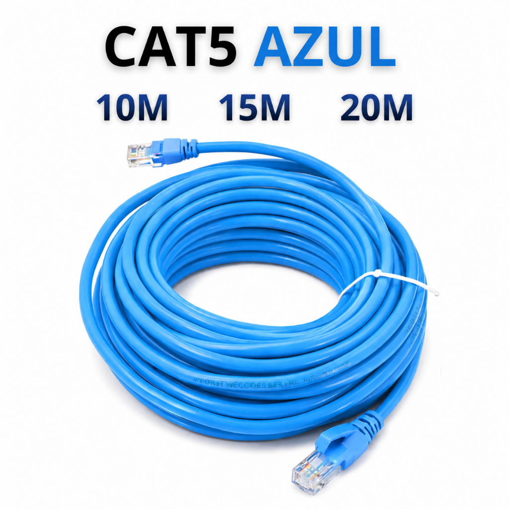 Cabo de Rede Azul RJ45 para Internet Fibra Óptica Roteador e Modem