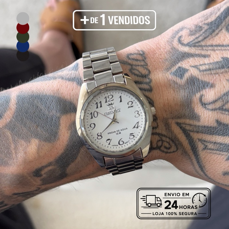 Relógio Masculino ORIMET Quartz Aço Inoxidável À prova d’água Elegante Social Cores Presente Pai