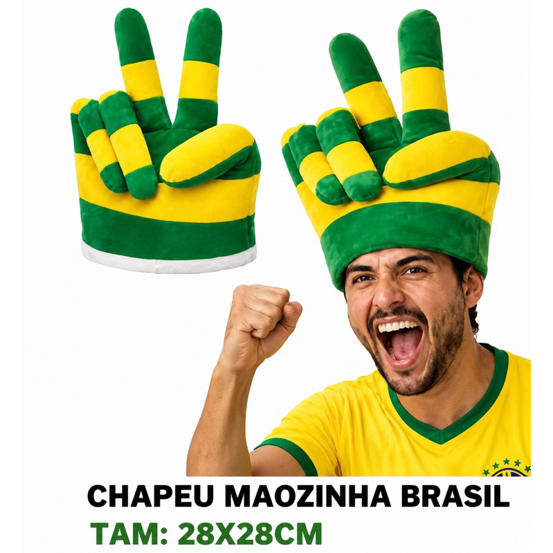 Chapéu Mãozinha Listrada Do Brasil | 28x28cm | Veludo | Joia, Salve  Copa Do Mundo, Seleção Brasileira, Brasil, Futebol