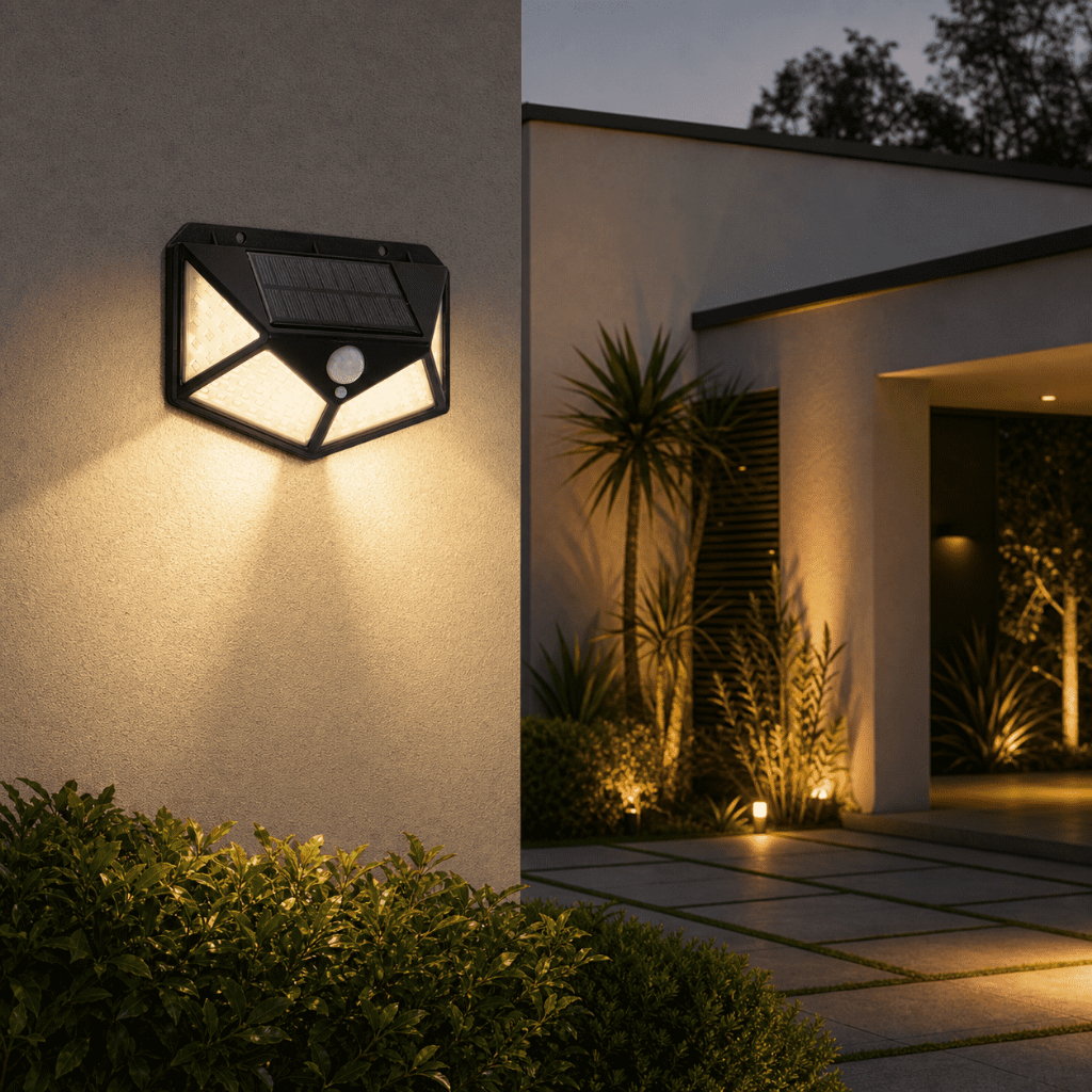 Kit 5/6/10 Luminária Solar 100 Leds Sem Fio à Prova D' Água Externa 3 Modos Iluminação Casa Decoração