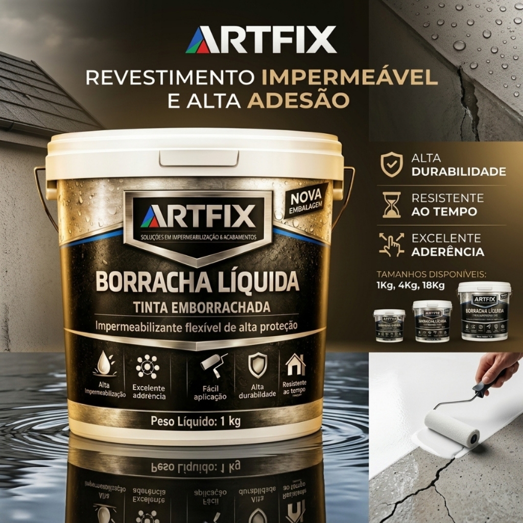 Tinta Borracha Líquida Artfix 18kg com Acabamento Resistente para Telhados e Lajes Externas