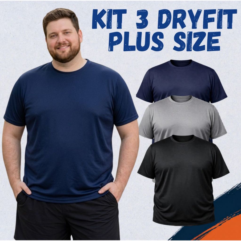Kit 3 Camisetas Masculina Dryfit Básica Confortável Premium para Academia lisa Trabalho Casual