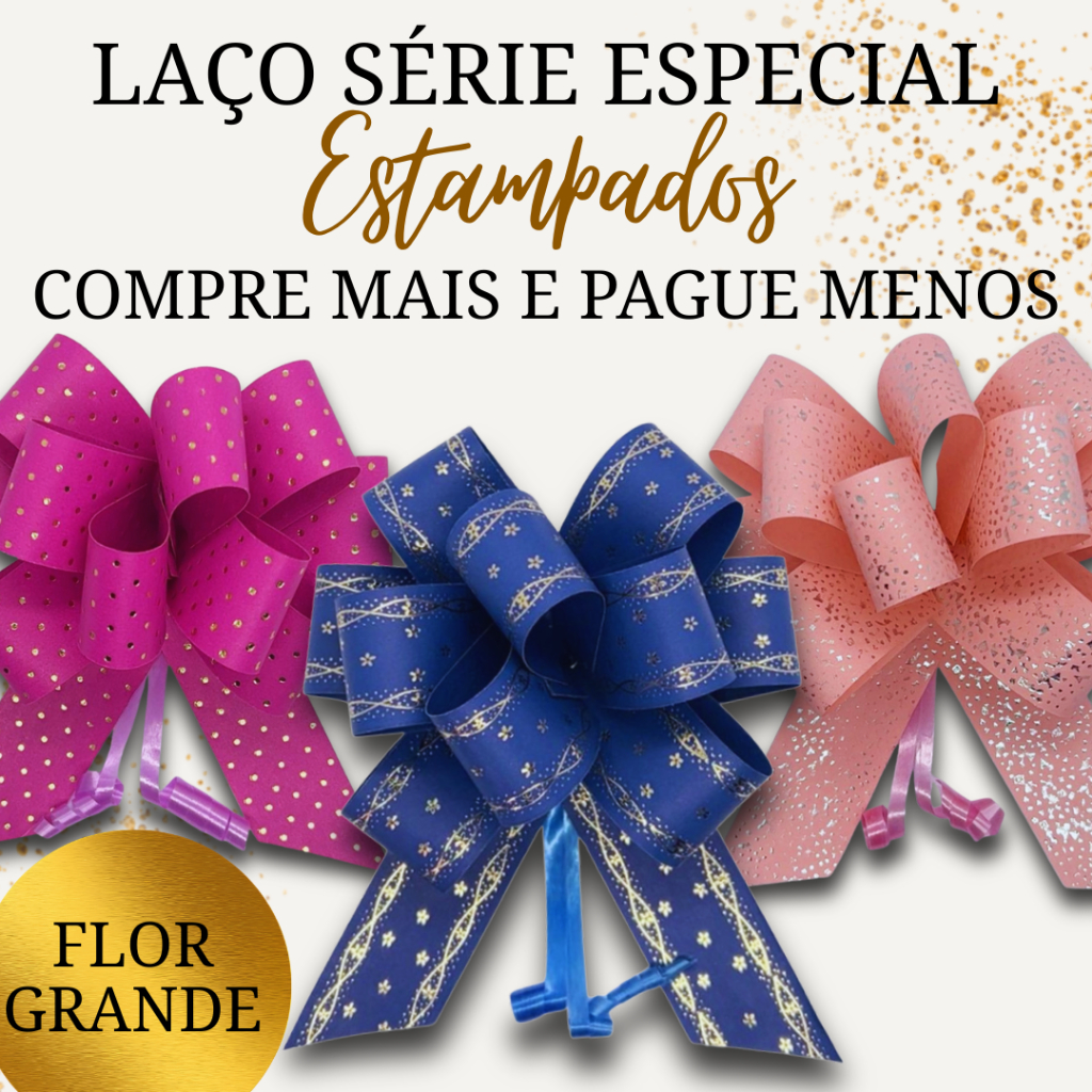 Laço para Presente Estampados TAM: Flor Grande - COMPRE MAIS E PAGUE MENOS ( Laço de Papel )