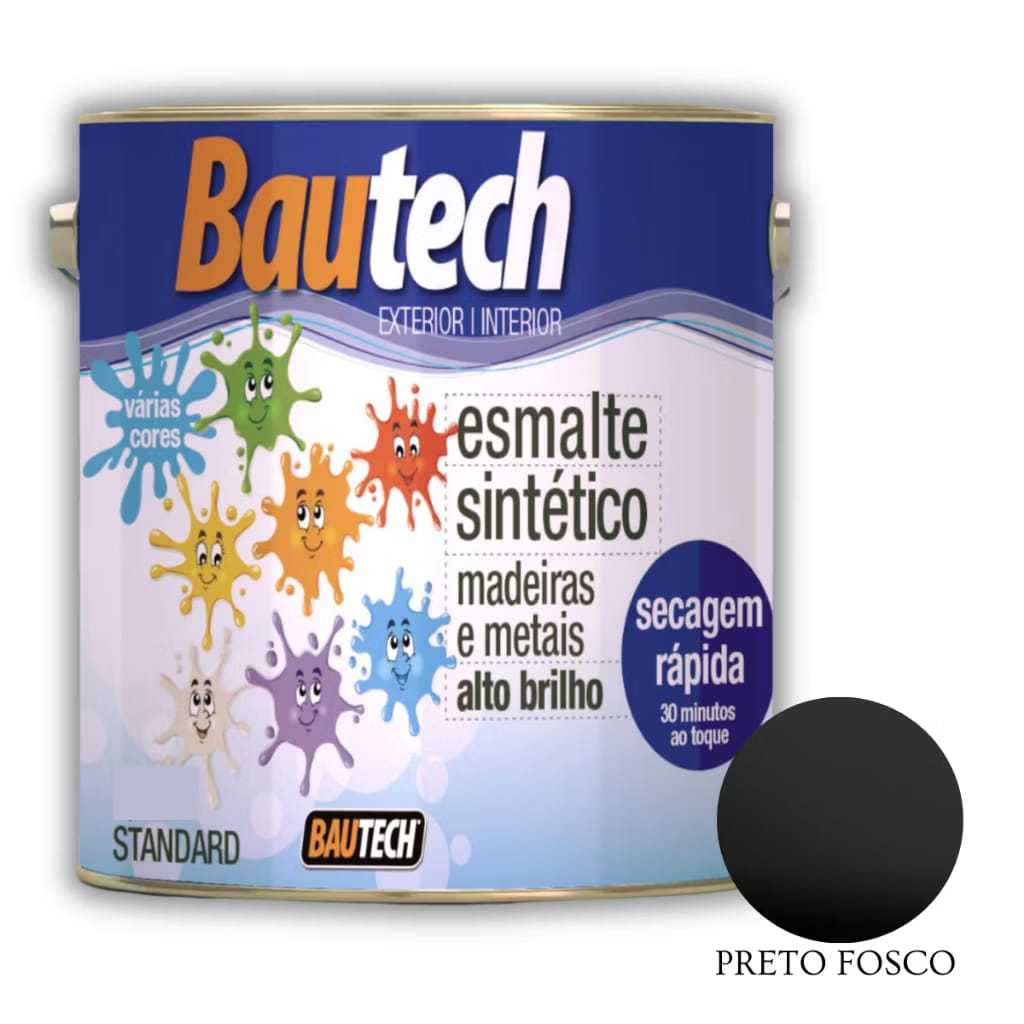 Tinta Bautech Esmalte Sintético Preto Fosco 900ML