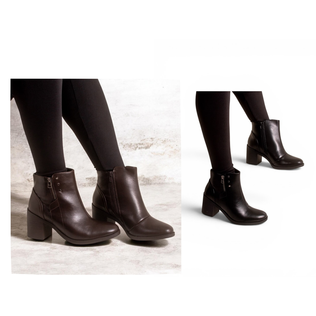 Bota Feminina Comfortflex Cano Curto Salto Bloco Médio Confortável Zíper Macia Original Ramarim 2599331