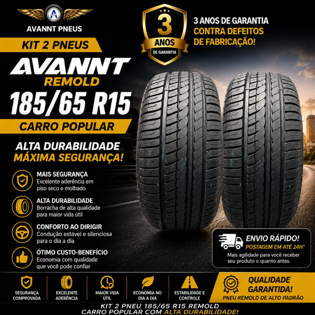 KIT 2 PNEU NEW WAY 185/65 R15 P1 CERTIFICADO INMETRO GARANTIA 3 ANOS