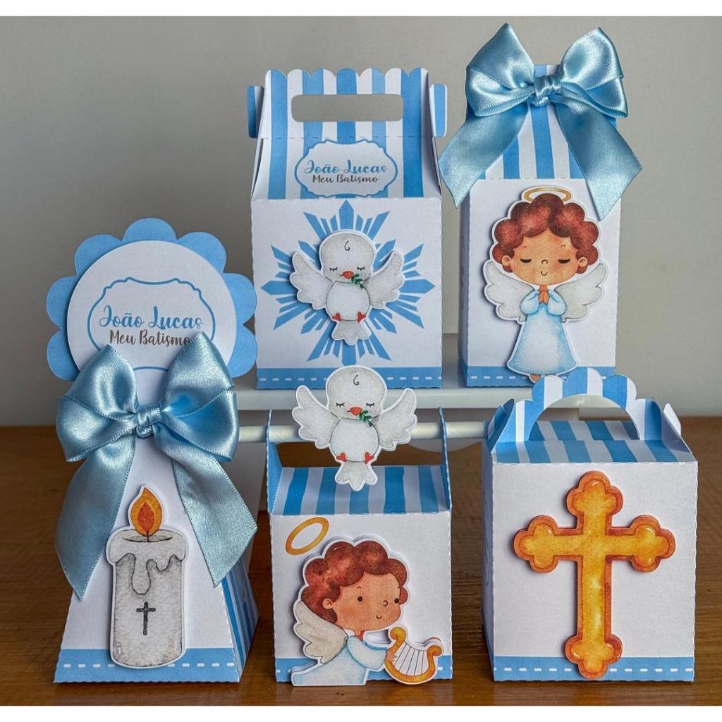 PEGUE E MONTE CAIXINHAS FESTA /LEMBRANCINHAS/PERSONALIZADOS: BATIZADO AZUL