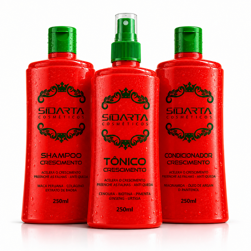 Kit Sidarta Engrossa Cabelo (3X3F) Crescimento Explosivo: Tônico + Shampoo + Condicionador (SIDARTA COSMÉTICOS)