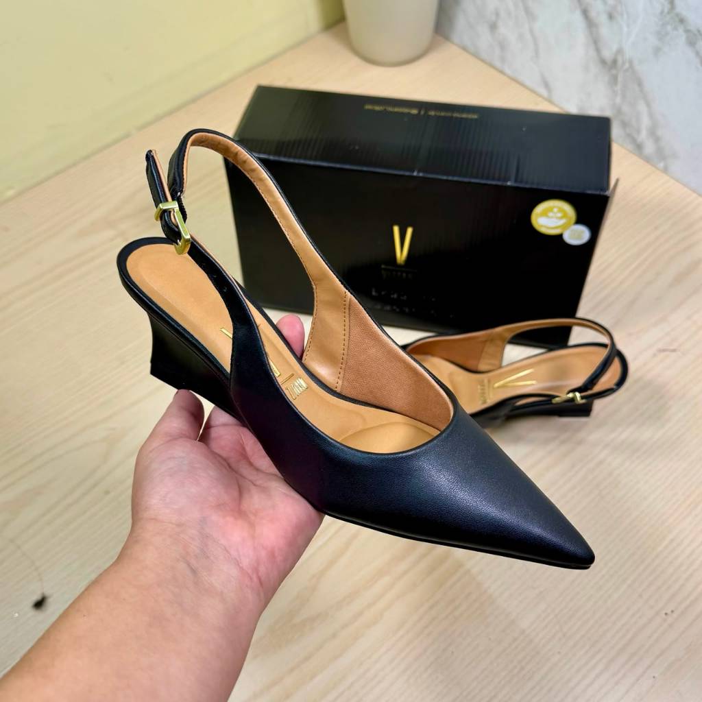 Salto Sandália Feminino Vizzano Slingback Bico Fino Confortável Fivela Moda Casu