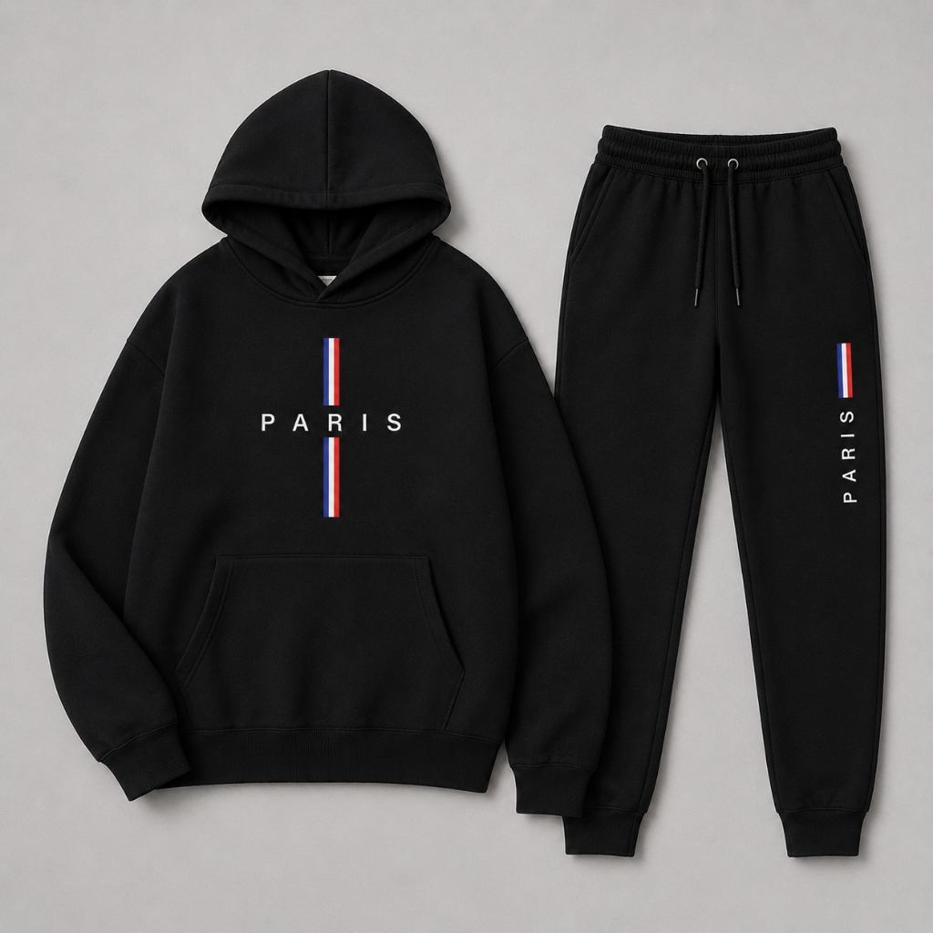 Conjunto Moletom Paris Blusa Frio Masculina Feminina e Calça Abrigo 100% Algodão
