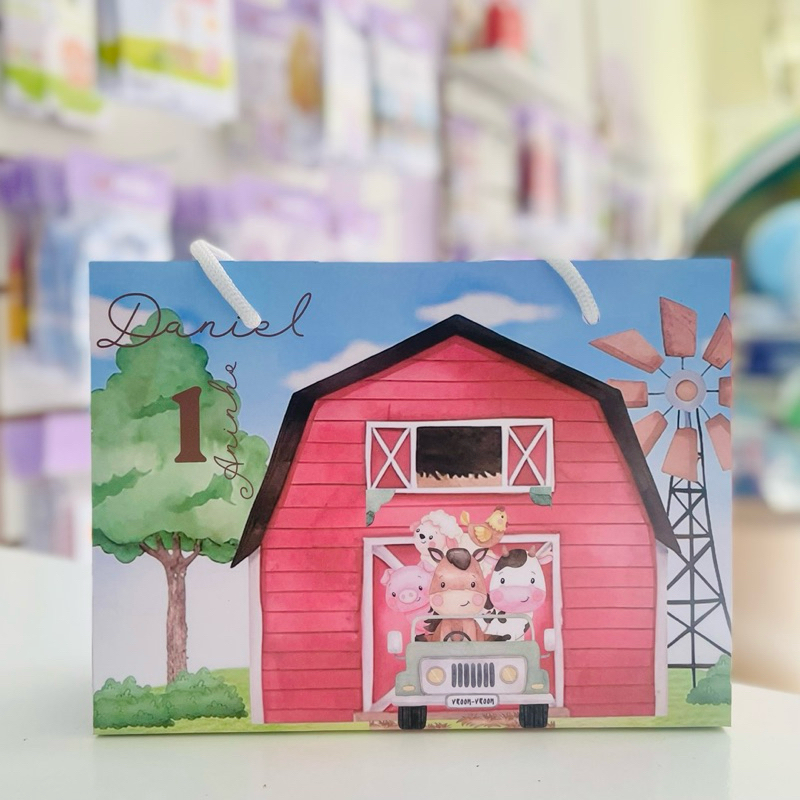 Sacolinha Personalizada Fazendinha c/ nome e idade | Pegue e Monte | Lembrancinha Festa Infantil