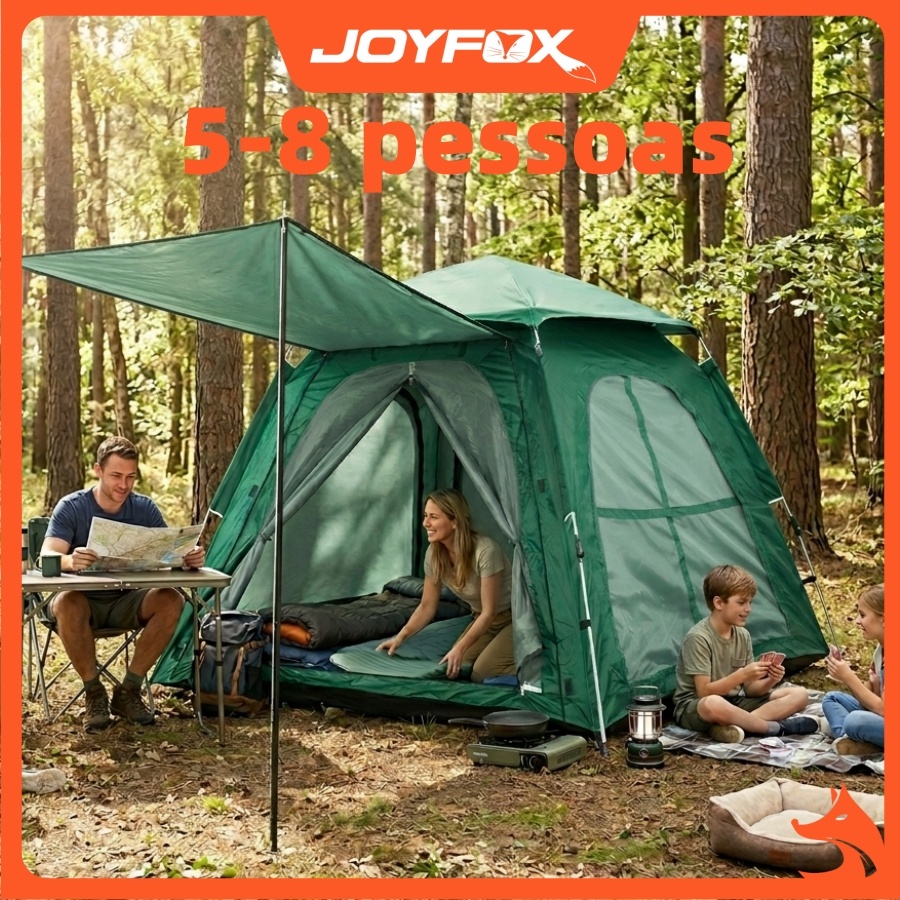 Barraca Camping Acampamento 5-8 Pessoas 290*250*158cm Impermeavel 2000mm JOYFOX