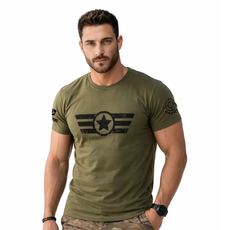 Camiseta Tática Militar Masculina 100% Algodão Slim Premium Army Força Aérea