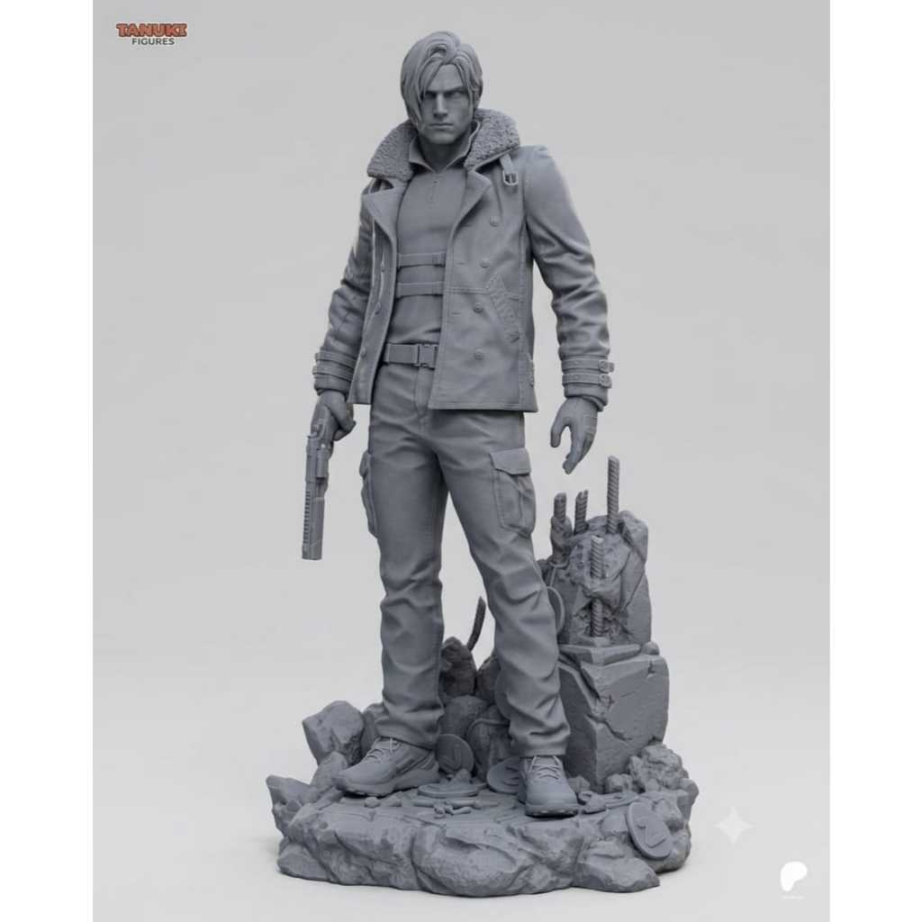Action Figure Leon Kennedy Resident Evil 4 - Sem Pintura (Garage Kit) Resina ABS-Like - Escala 1/10