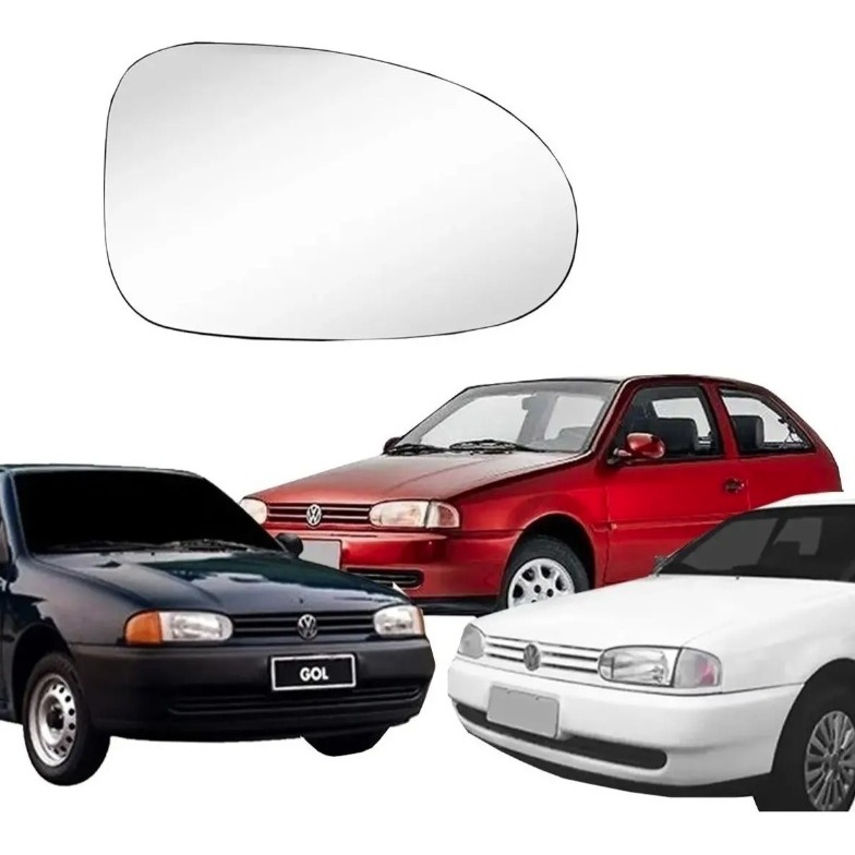 Lente vidro do retrovisor com base Gol bola Parati bola Saveiro 95 96 97 98 99 unidade/par