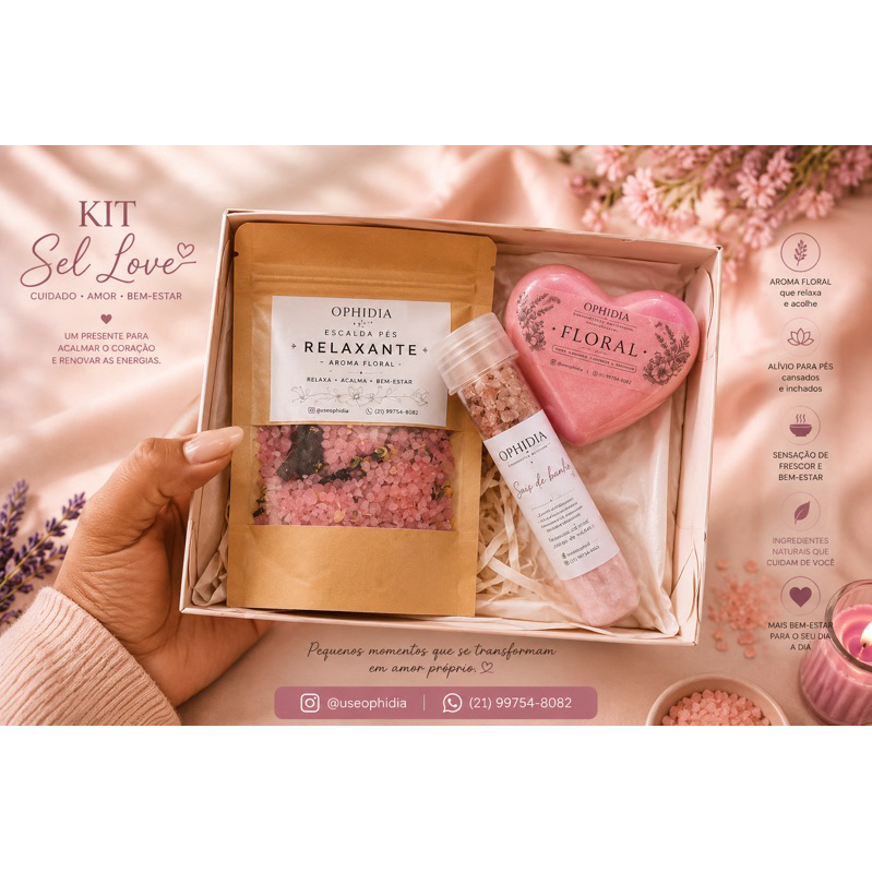 Kit Sel Love – Kit de Autocuidado Artesanal com Sabonete, Sais de Banho e Escalda Pés