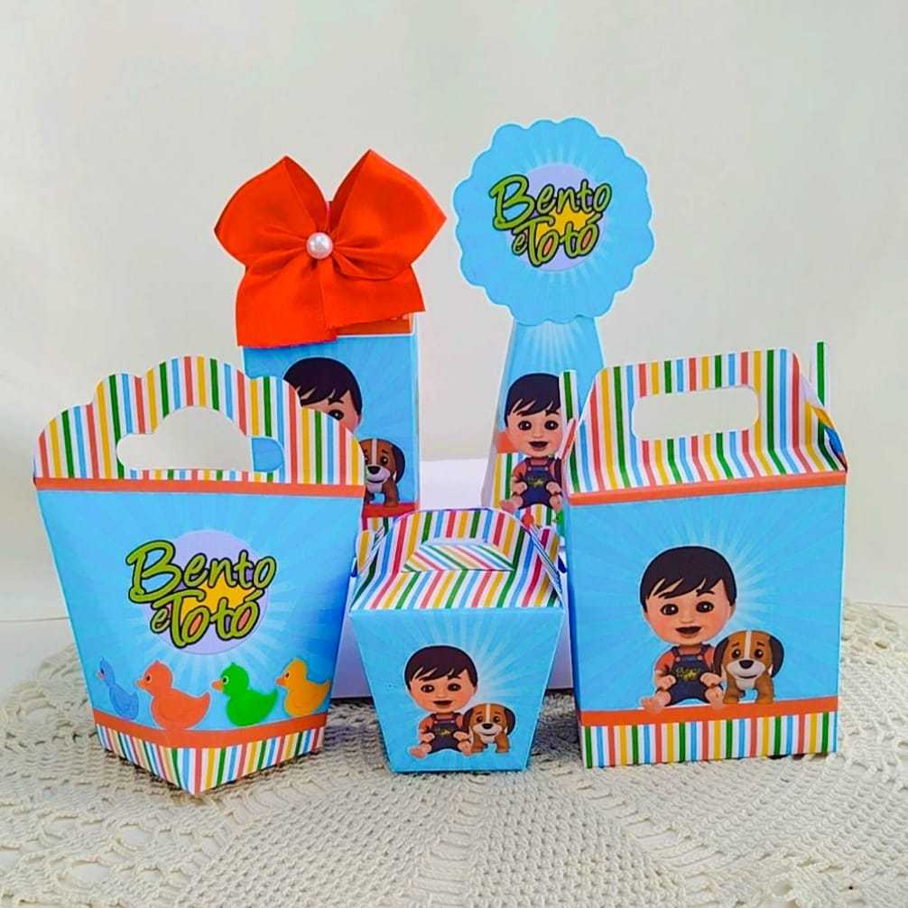 Kit Festa BENTO TOTO Temas Caixinhas Personalizadas Lembrancinhas para Festas PEGUE E MONTE