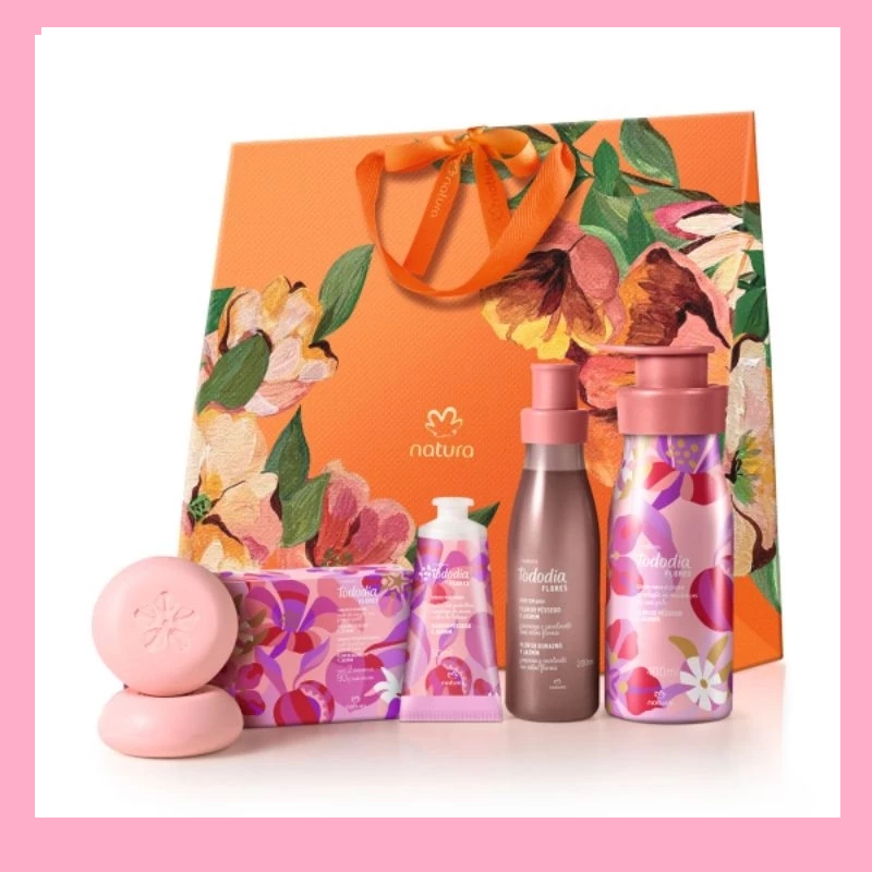 Kit Natura Tododia Flor de Pêssego e Jasmim 4 Produtos Presente Completo Hidratante Original