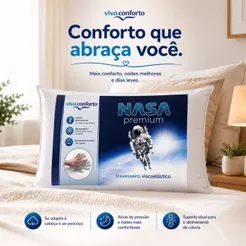 Travesseiro Nasa Viscoelástico Premium Viva Conforto Altura 10 cm Antiácaros Hipoalergênico