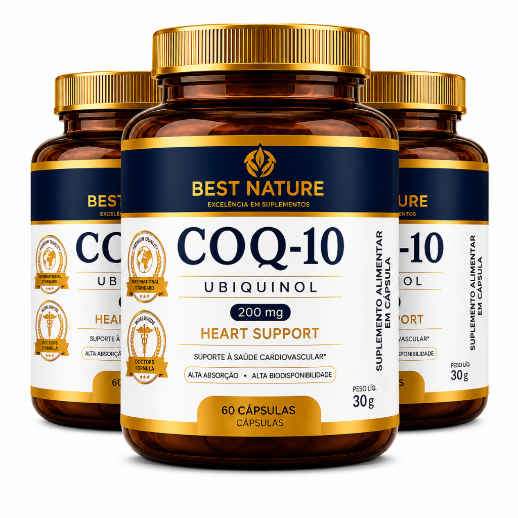 3x Coenzima Q10 60 Caps 200mg Ubiquinol 100% Absorção Best Nature