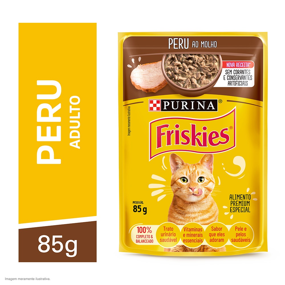 Sachê Friskies Para Gatos Adultos Sabor Peru ao Molho - 85g