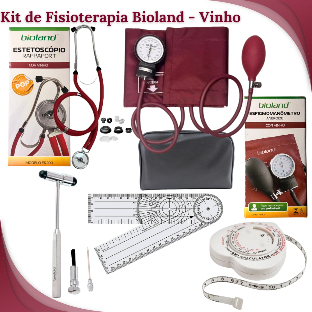 Kit Completo de Fisioterapia Profissional com Estetoscópio, Aparelhos e Acessórios