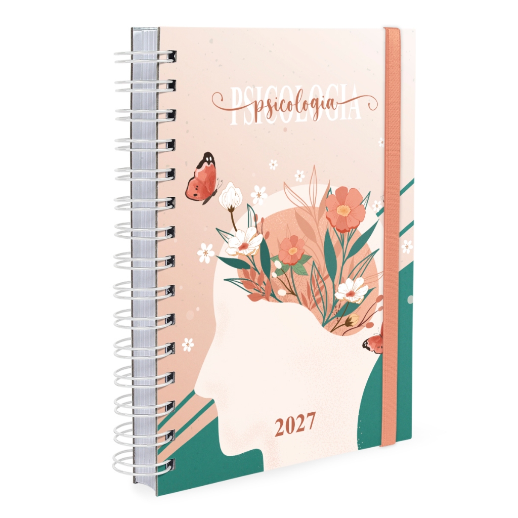 Agenda Plus Capa Dura 2027 Profissões Floral Psicologia Verde