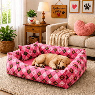Cama para Cachorro e Gato - Luxo Pet Fibra Tamanho M e G e GG + Travesseiro de Brinde