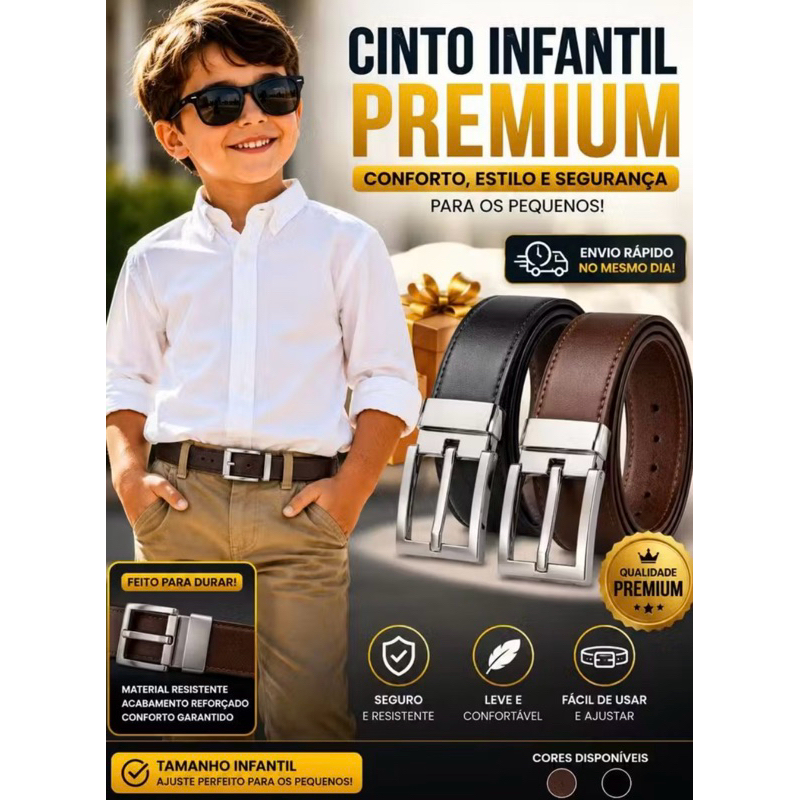 kit 2 Cinto Social Infantil Dupla Face 2 em 1 Preto e Marrom Ajustável para Festa , casual e uniforme