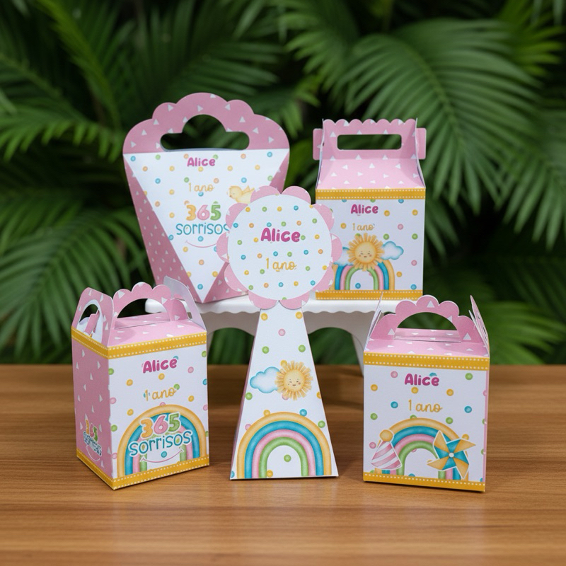 Kit Festa 365 Sorrisos menina |Lembrancinhas caixinhas decoração Aniversário
