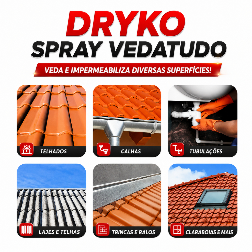 Borracha Líquida Impermeabilizante - Spray Vedatudo Impermeável 400ML - Transparente - DRYKO — imagem 2 de 2