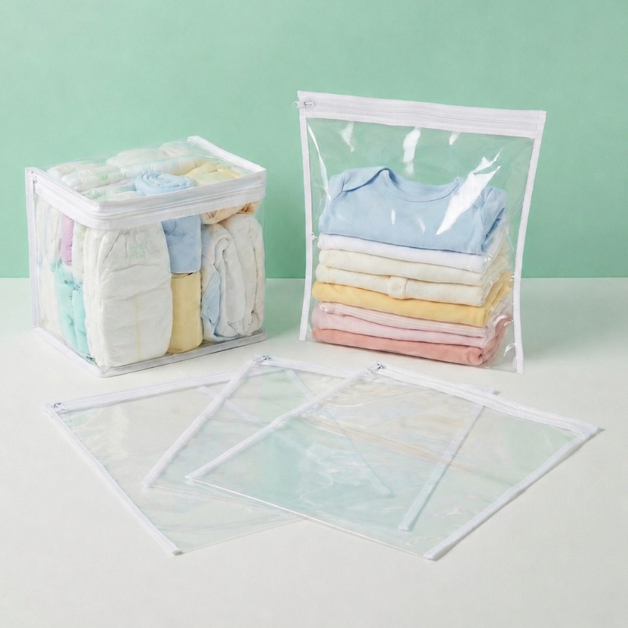 Kit 5 Peças Saída Maternidade – 4 Saquinhos Organizadores + 1 Porta Fralda/Remédio Necessaire