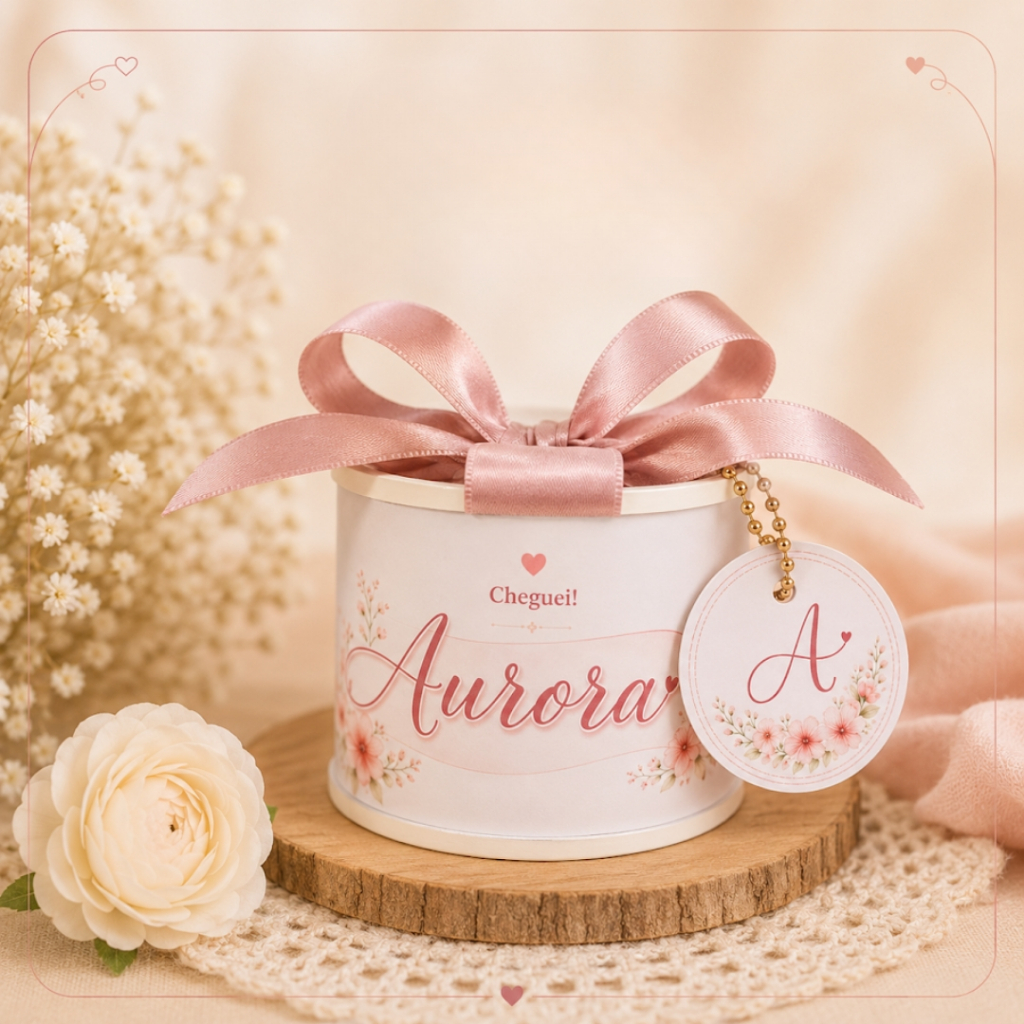 Kit Tubolatas Personalizadas Maternidade Menina 5x6 - Lembrancinha Nascimento  Chá de Bebê  Mêsversário com ou sem Tag