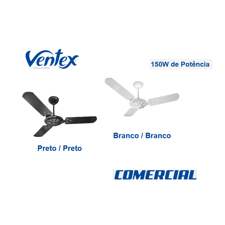 VENTILADOR DE TETO COMERCIAL MOTOR GRANDE 150W POTENTE 127V OU 220V CAPACITOR 12UF VENTEX