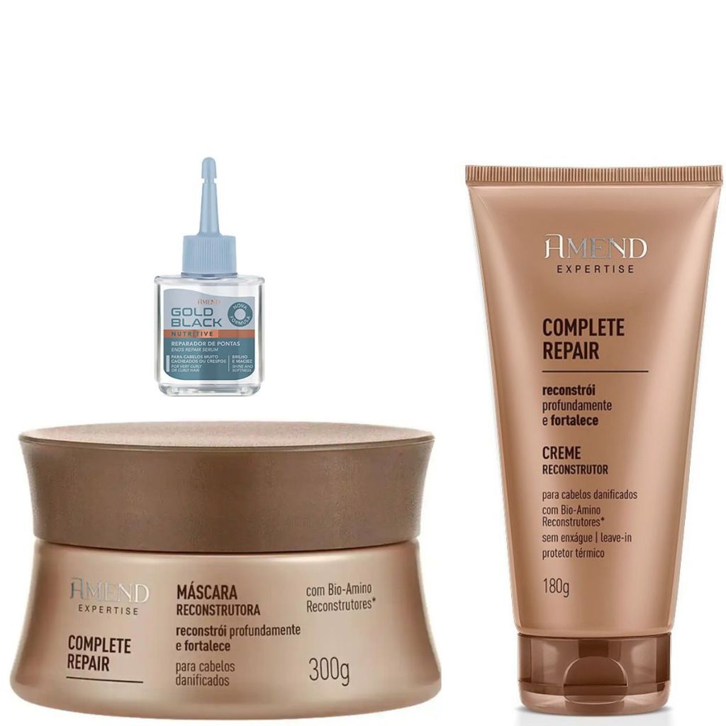 Amend Máscara Expertise Reconstrutora Complete Repair - 300g +Creme Reconstrutor Complete Repair 180g+OLEO BLACK 30ML