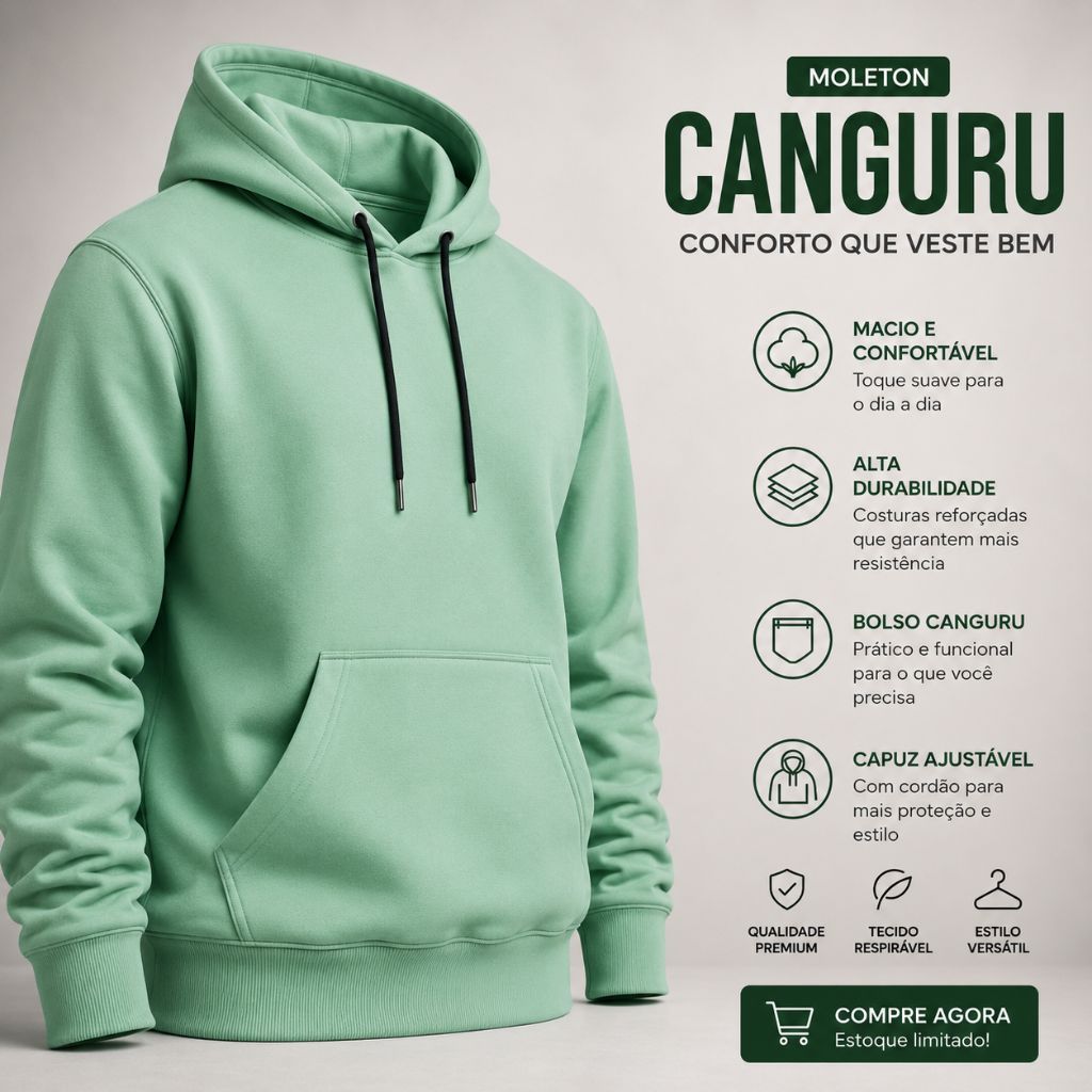 Moletom Liso Peluciado Blusa De Frio Casaco Flanelado Masculino Feminino Canguru Capuz e Bolso P Ao GG