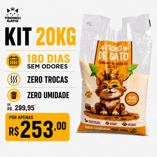 Kit 5 Areias Bio Fina Trono de Gato  - Biodegradável Milho e Mandioca