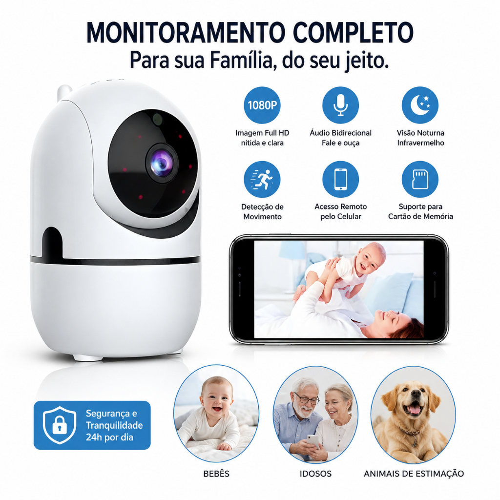 Babá Eletrônica Câmera Wiffi Visão Noturna Infravermelho P04