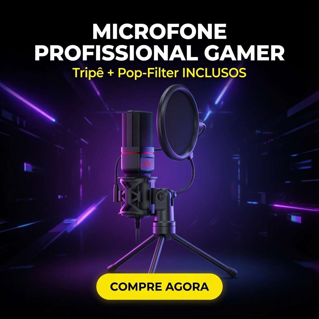 Microfone Condensador Redragon Seyfert Perfeito para Streams e Games Qualidade de Estúdio