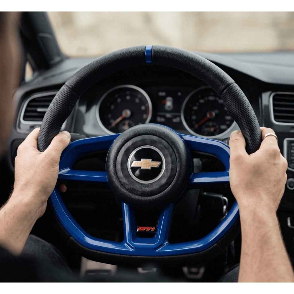 Volante Esportivo Gti Azul Para Chevrolet S10 Blazer Silverado Opala